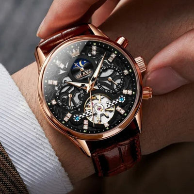 Philipp® | Automatische Mechanische Horloge met Leren Band
