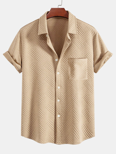 Gestreepte jacquardknopshirt & Shorts met trekkoord