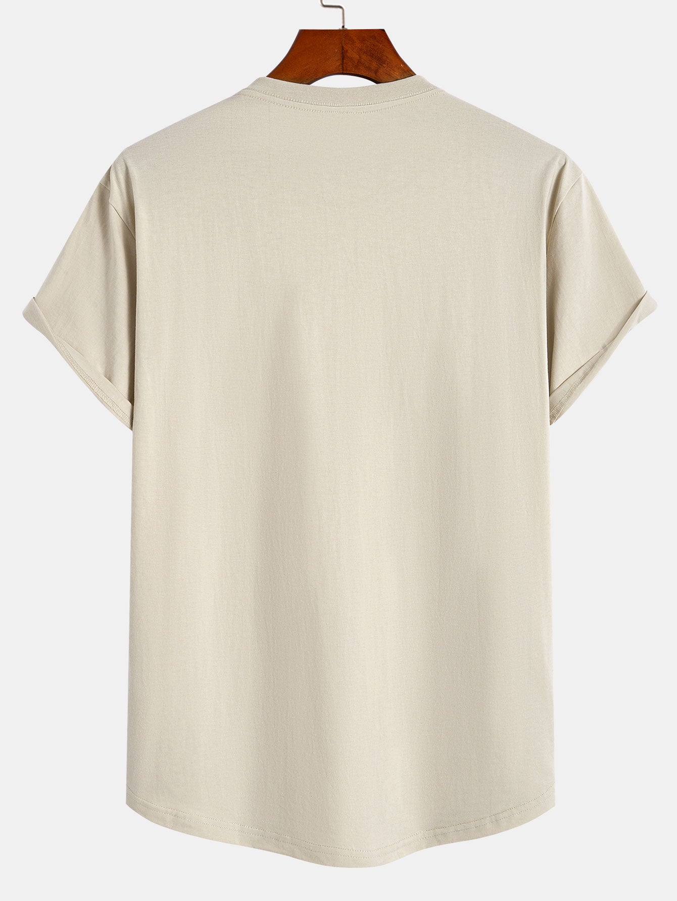Basis T-shirt van katoen met gebogen zoom