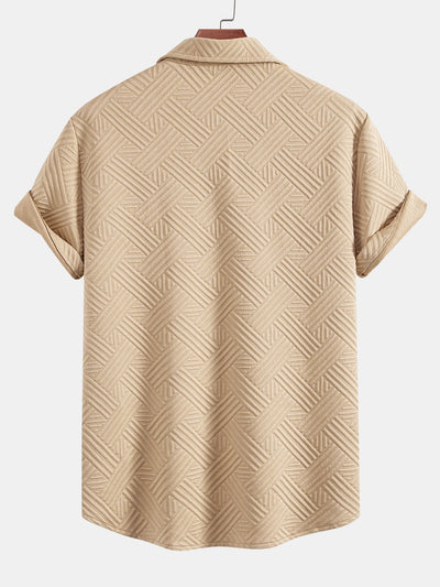Gestreepte jacquardknopshirt & Shorts met trekkoord