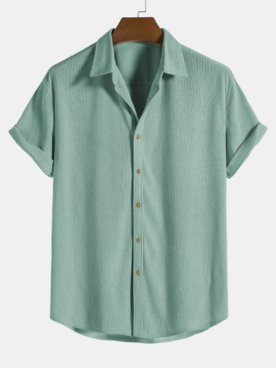 Katoenen corduroy korte mouwen shirt