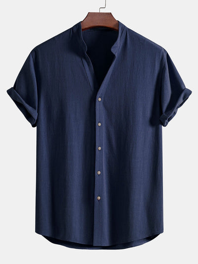 Linnen en viscose blouse met V-hals & Linnen broek met rechte pijpen