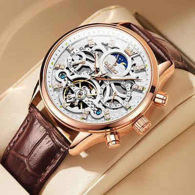 Philipp® | Automatische Mechanische Horloge met Leren Band
