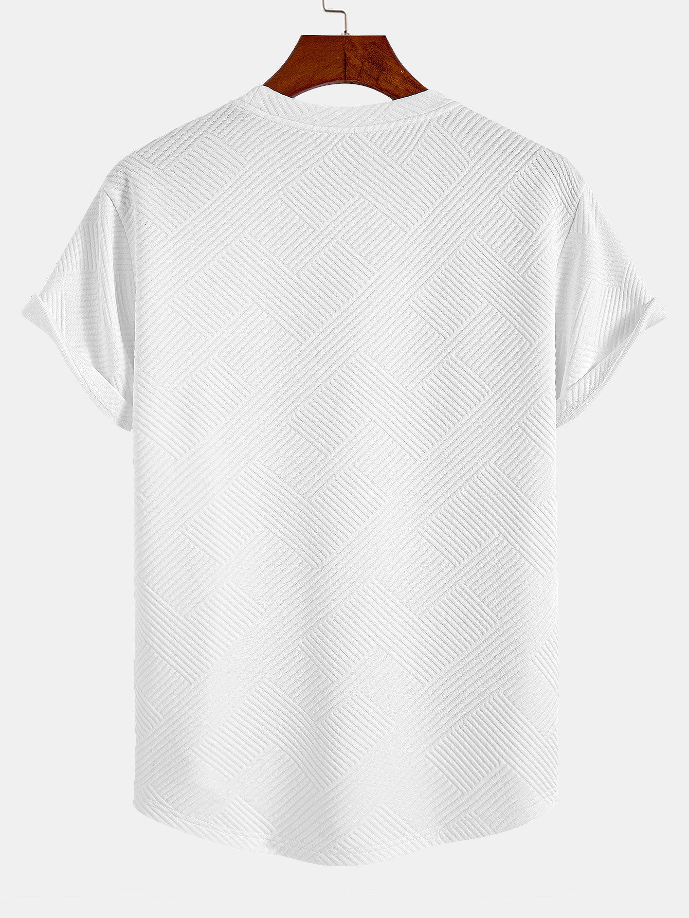 Gestreept jacquard T-shirt met korte mouwen en een gebogen zoom
