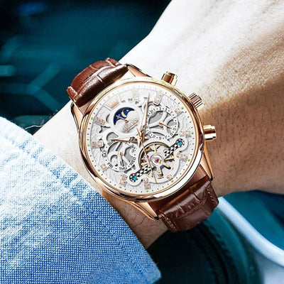 Philipp® | Automatische Mechanische Horloge met Leren Band
