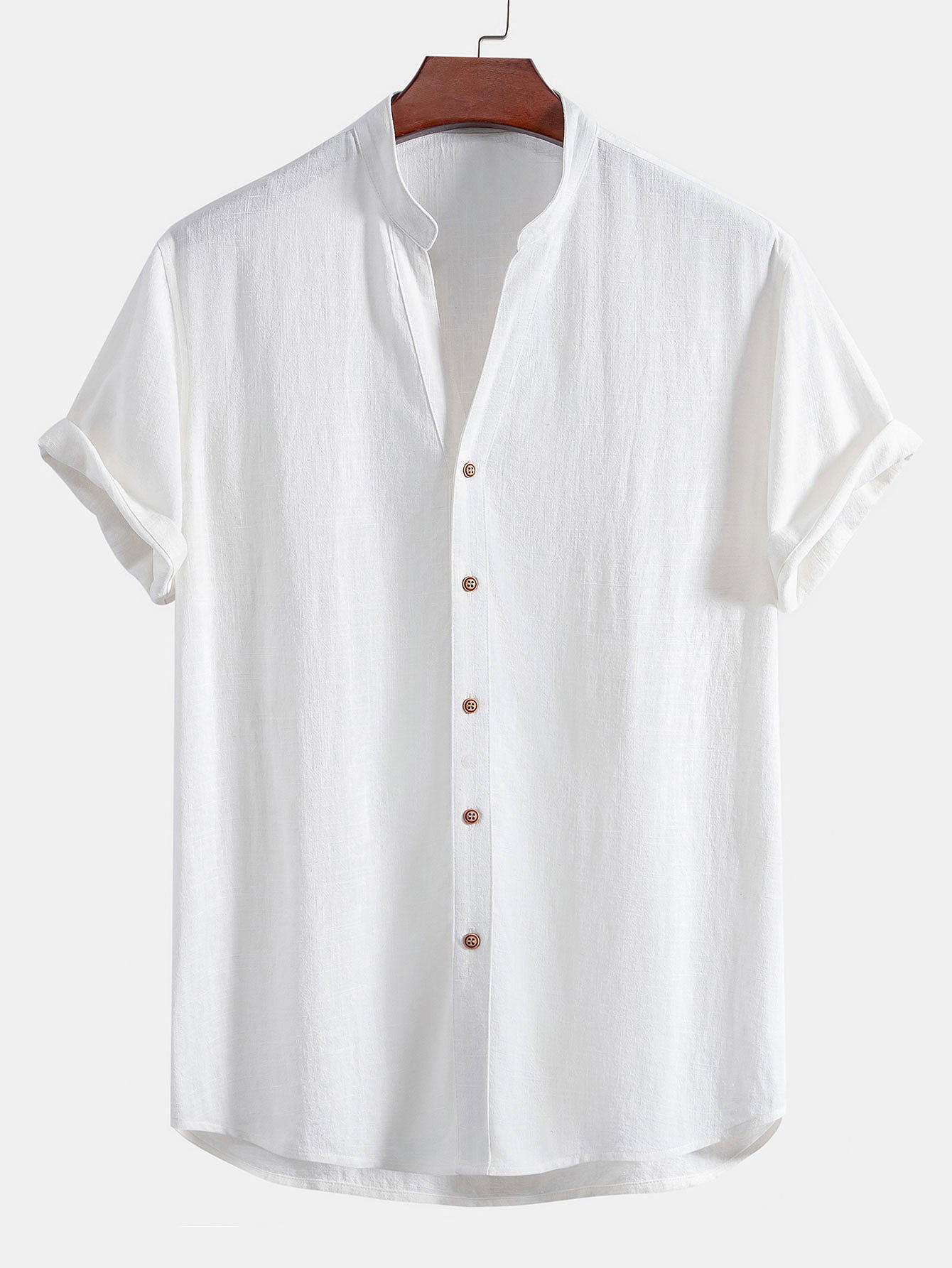 Linnen en viscose blouse met V-hals & Linnen broek met rechte pijpen
