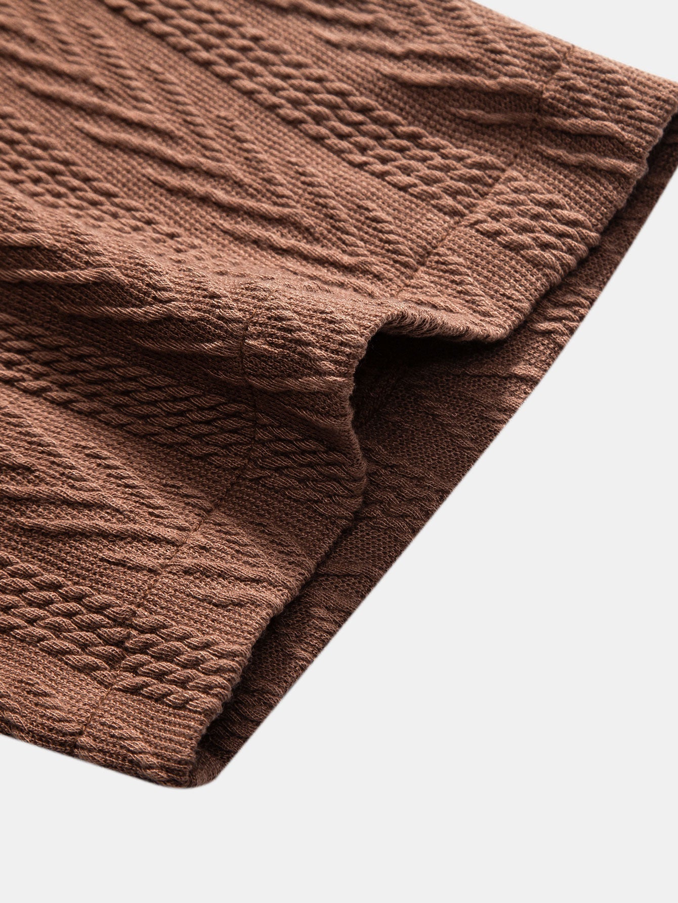 Cubaans Shirt in Textured Jacquard & Rechte Textured Anti-Kreukelpantalon