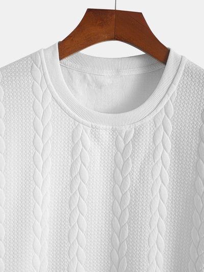 T-shirt Jacquard met halflange mouwen voor ontspanning