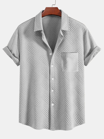 Gestreepte jacquardknopshirt & Shorts met trekkoord