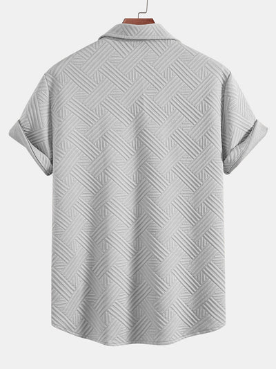 Gestreepte jacquardknopshirt & Shorts met trekkoord