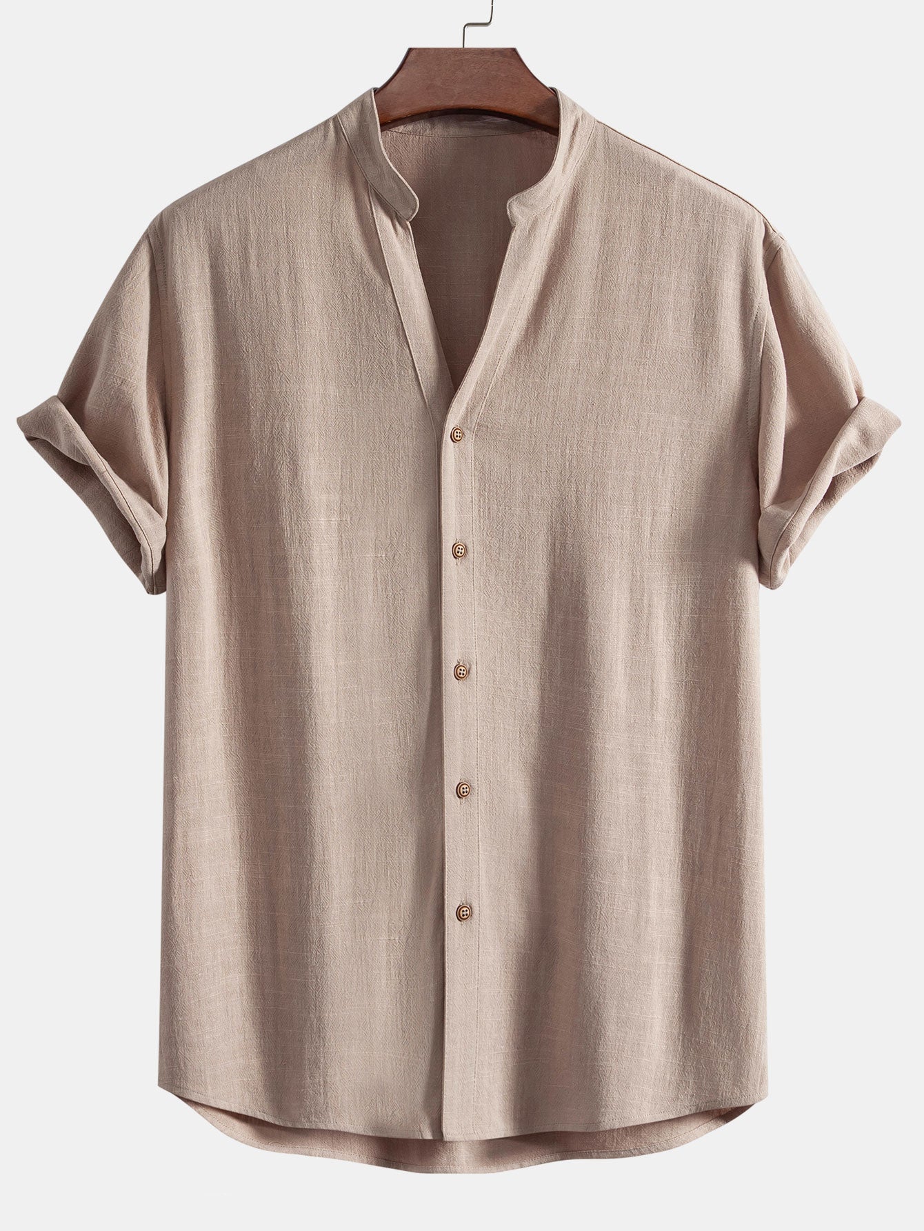 Linnen en viscose blouse met V-hals & Linnen broek met rechte pijpen