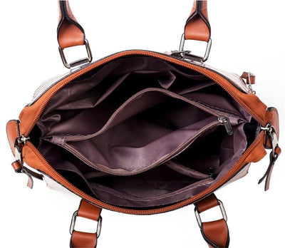 Valentina® | SET TASCHEN VAN HANDGEVEREID LEDER MET 4 DELEN