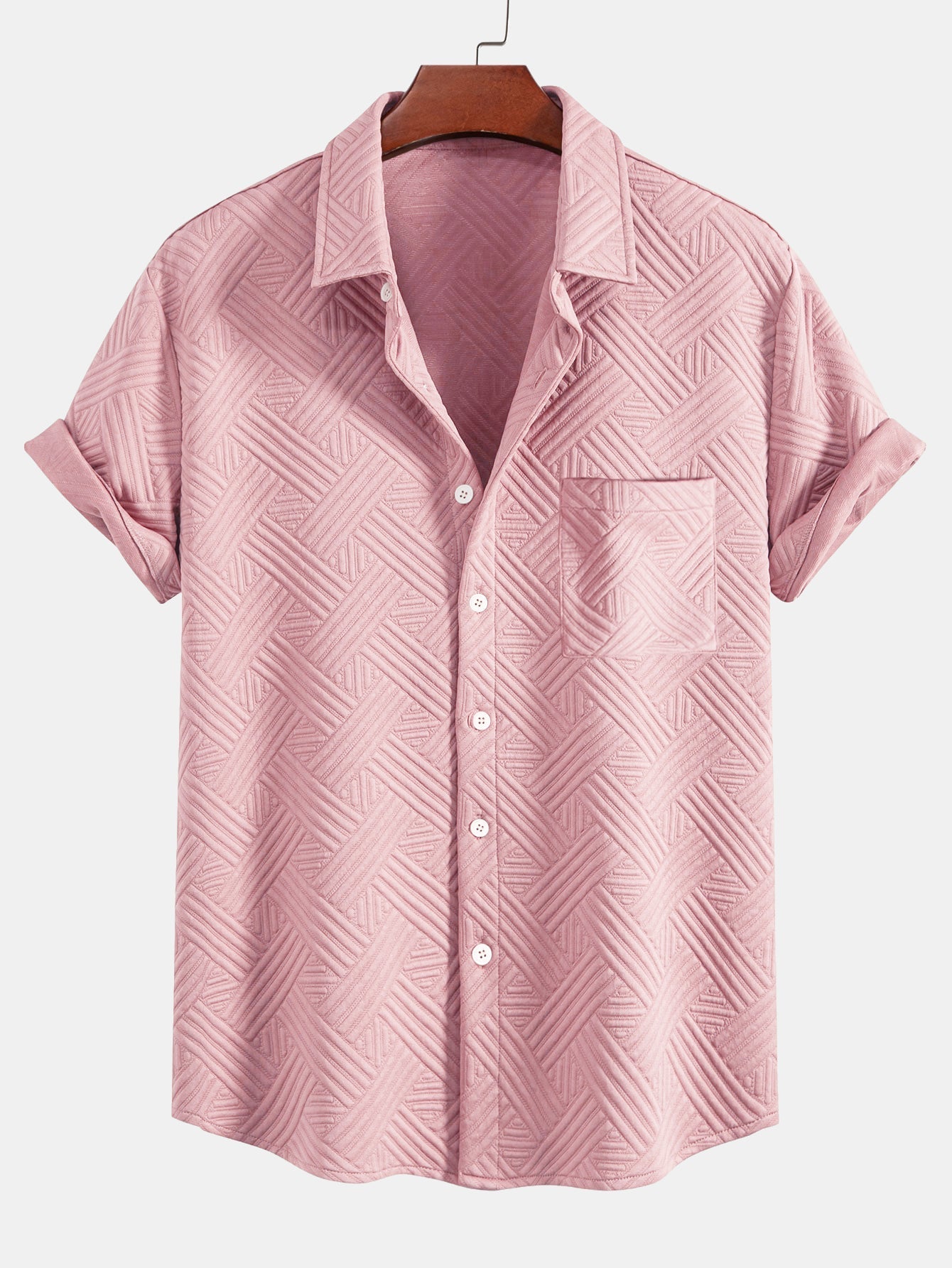 Gestreepte jacquardknopshirt & Shorts met trekkoord
