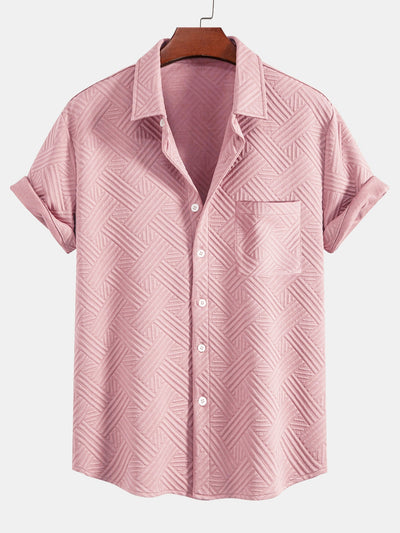 Gestreepte jacquardknopshirt & Shorts met trekkoord