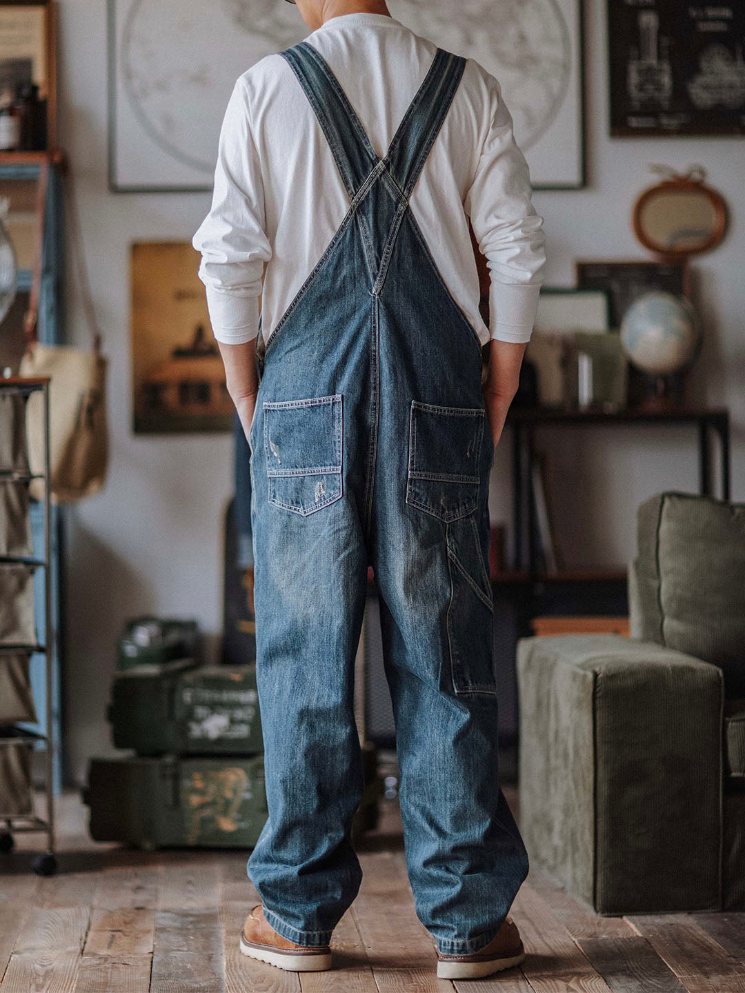 Julien™ | Retro verwasde blauwe overall