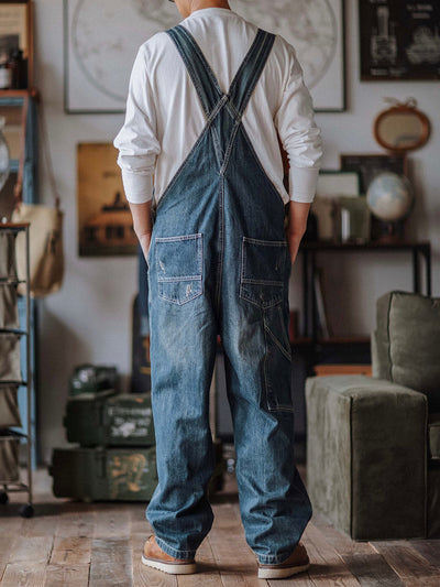Julien™ | Retro verwasde blauwe overall