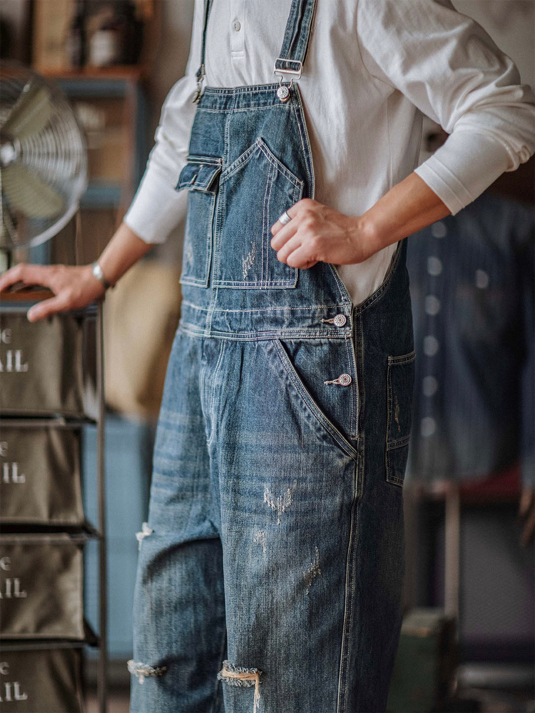 Julien™ | Retro verwasde blauwe overall