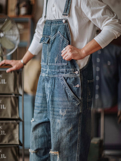 Julien™ | Retro verwasde blauwe overall