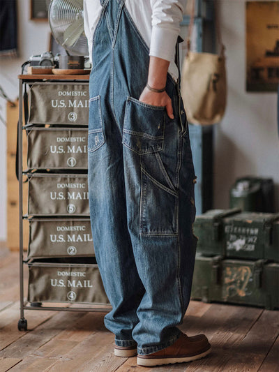Julien™ | Retro verwasde blauwe overall