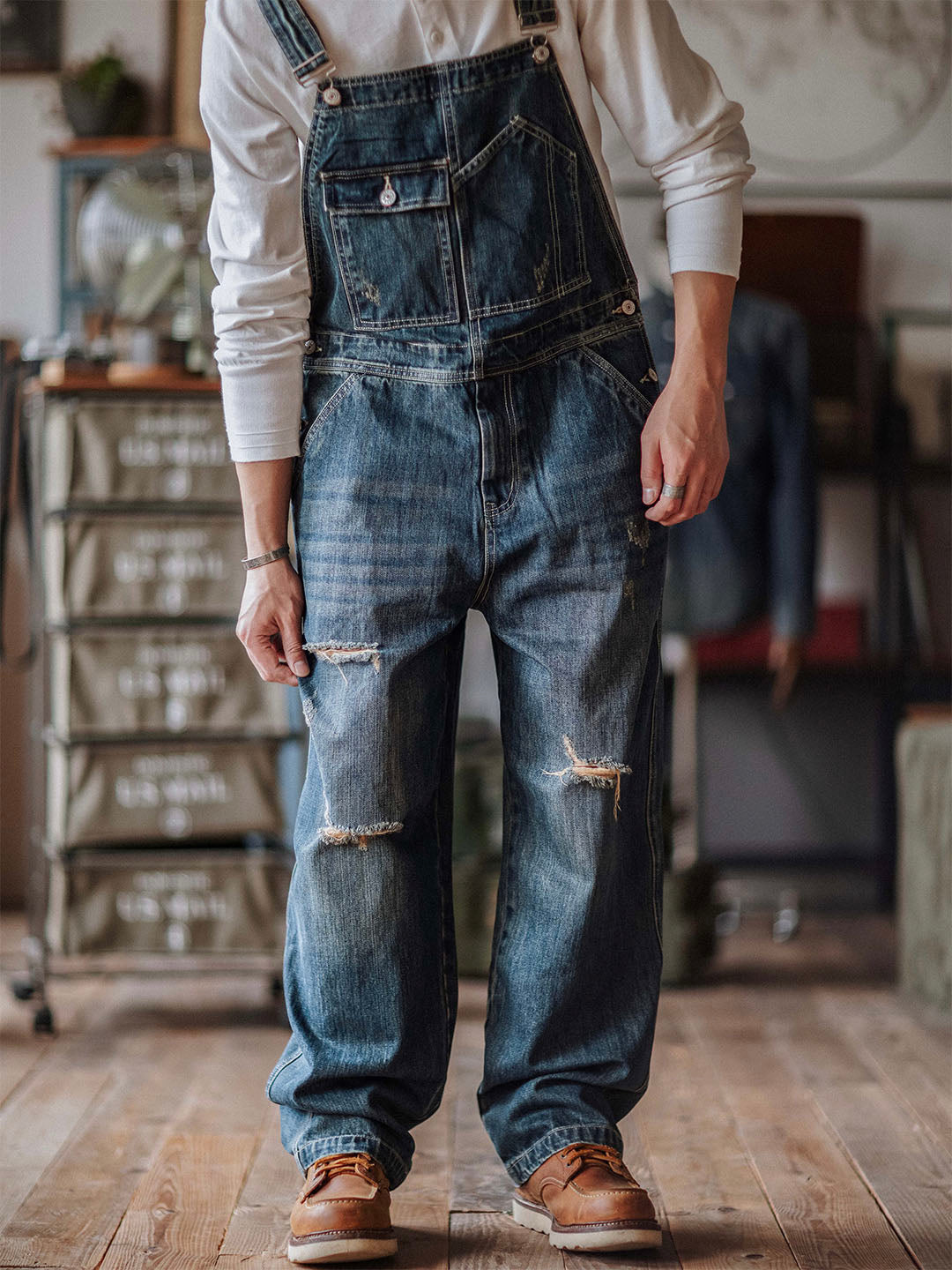 Julien™ | Retro verwasde blauwe overall