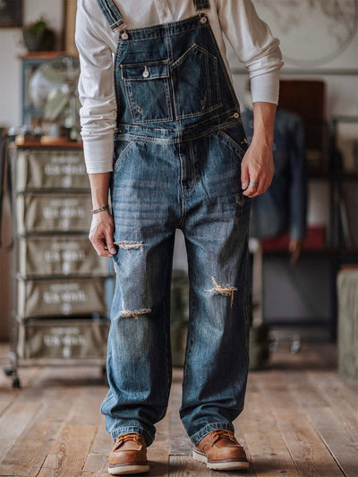 Julien™ | Retro verwasde blauwe overall