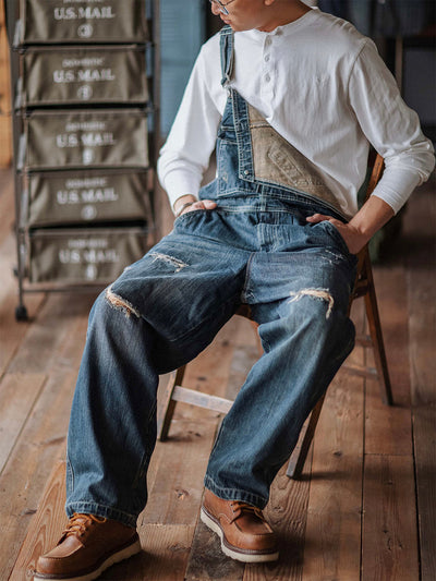 Julien™ | Retro verwasde blauwe overall