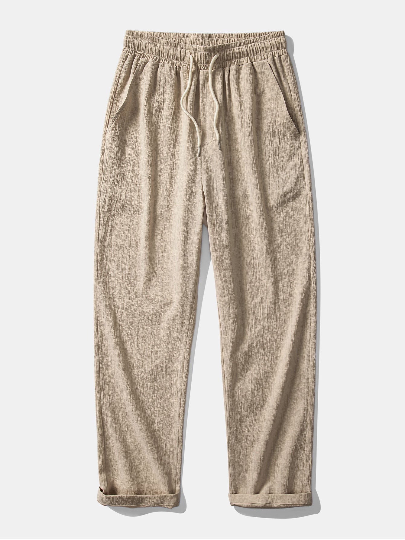 Cubaans Shirt in Textured Jacquard & Rechte Textured Anti-Kreukelpantalon