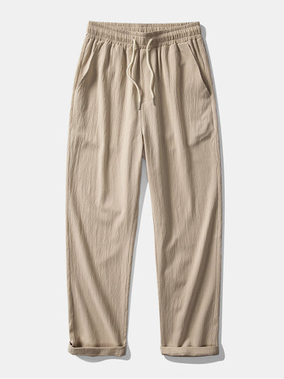 Cubaans Shirt in Textured Jacquard & Rechte Textured Anti-Kreukelpantalon