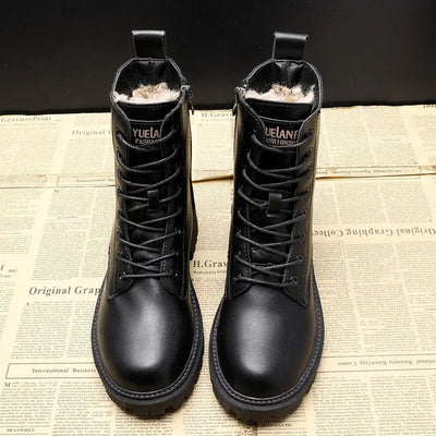 Waltraud® | Winterlaarzen van zwart leer