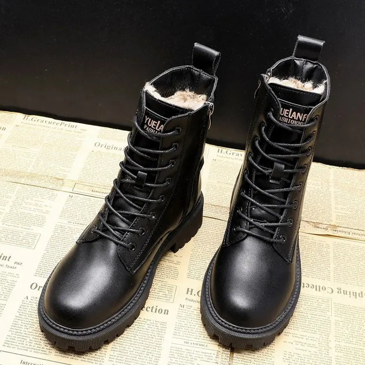 Waltraud® | Winterlaarzen van zwart leer