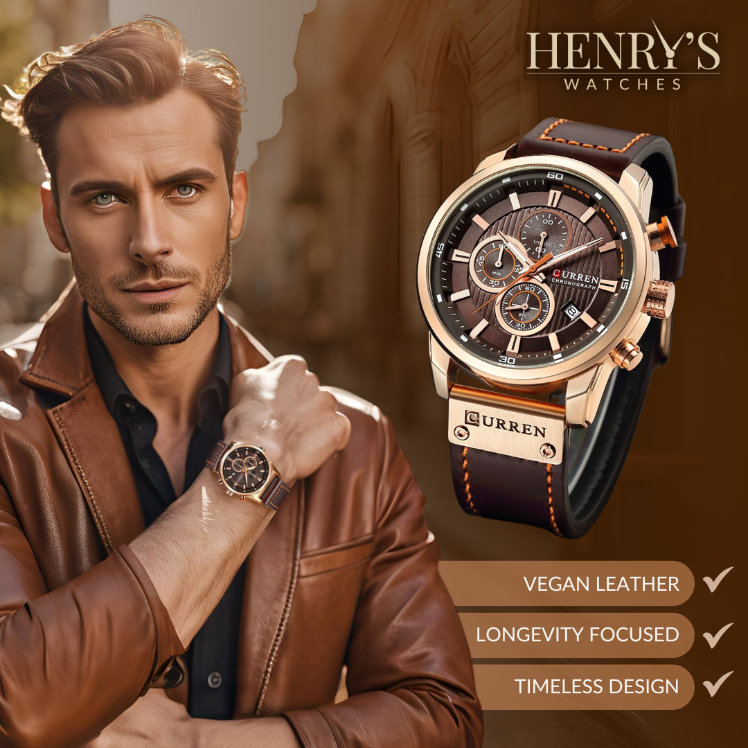 Jonas® | Elegante Quarzuhr met Leren Band