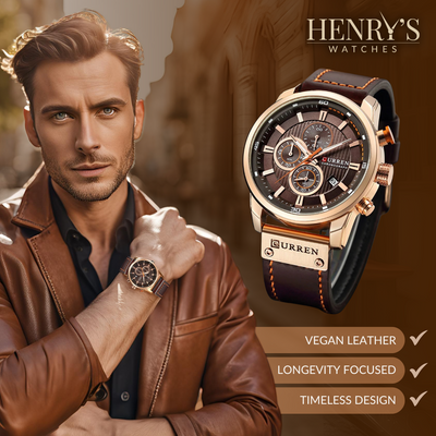 Jonas® | Elegante Quarzuhr met Leren Band
