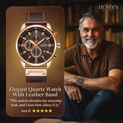 Jonas® | Elegante Quarzuhr met Leren Band