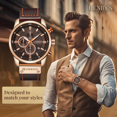 Jonas® | Elegante Quarzuhr met Leren Band