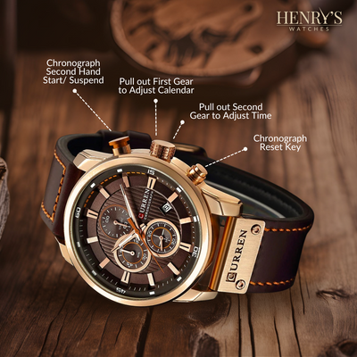 Jonas® | Elegante Quarzuhr met Leren Band