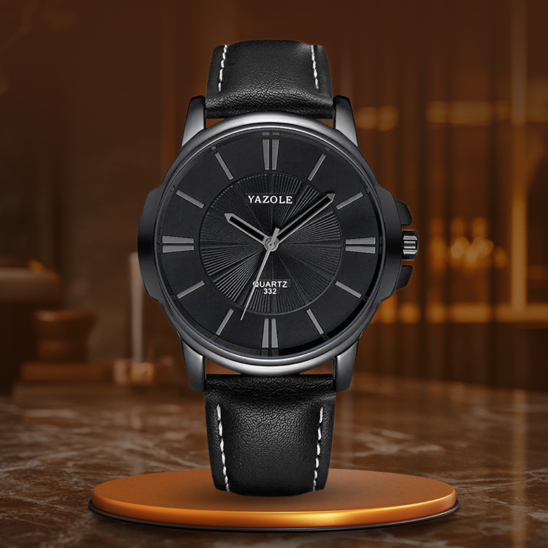 Raphael® | Luxe Blauwe Glas Lederen Horloge