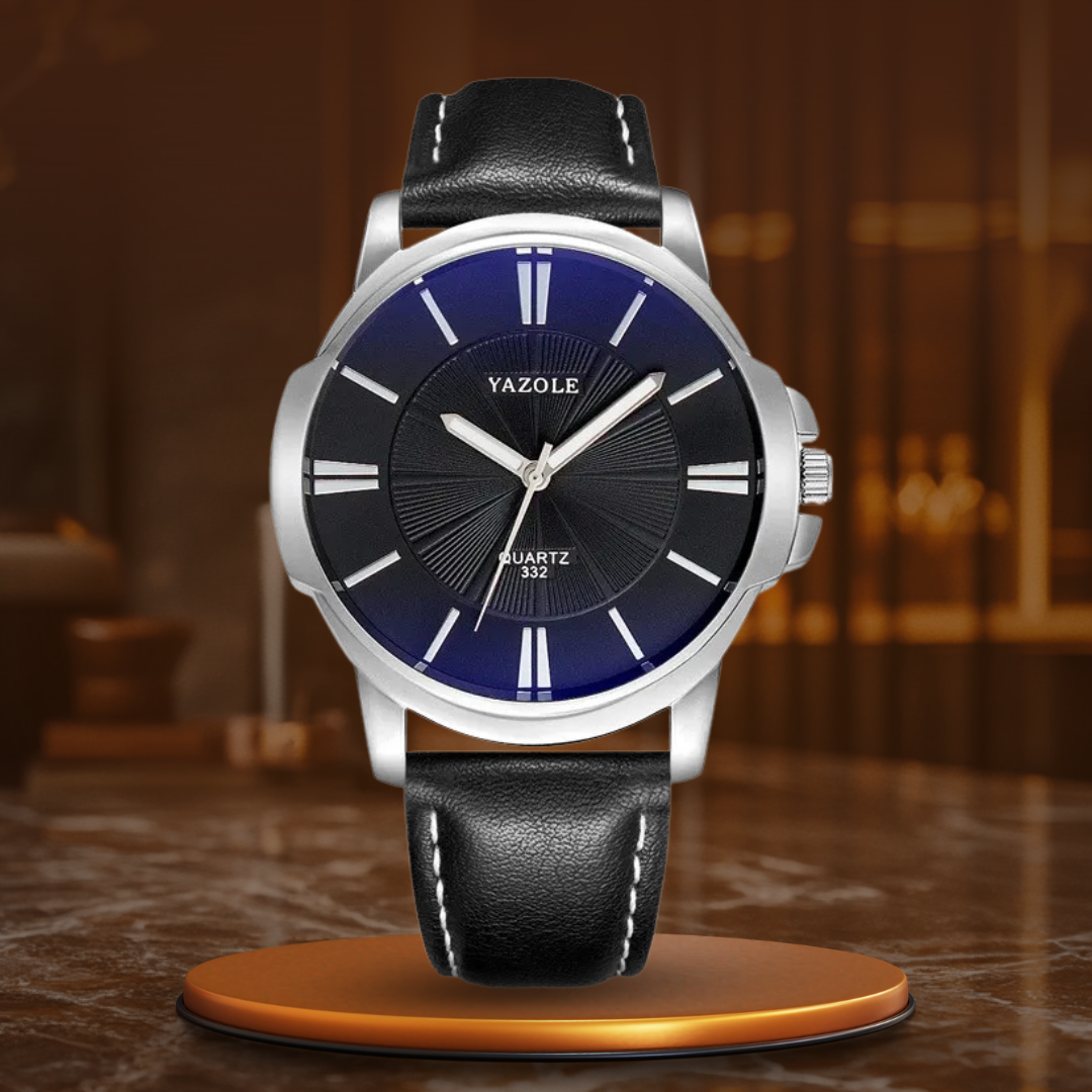 Raphael® | Luxe Blauwe Glas Lederen Horloge