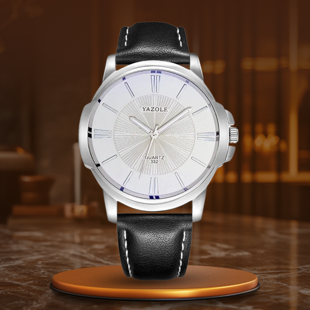 Raphael® | Luxe Blauwe Glas Lederen Horloge