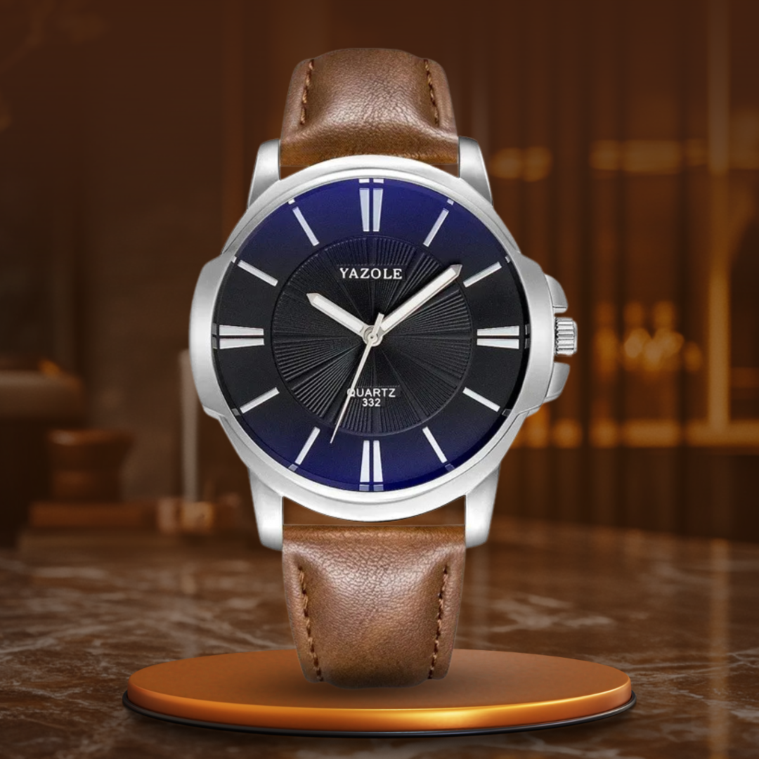 Raphael® | Luxe Blauwe Glas Lederen Horloge