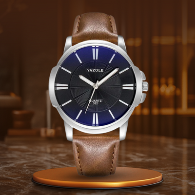 Raphael® | Luxe Blauwe Glas Lederen Horloge