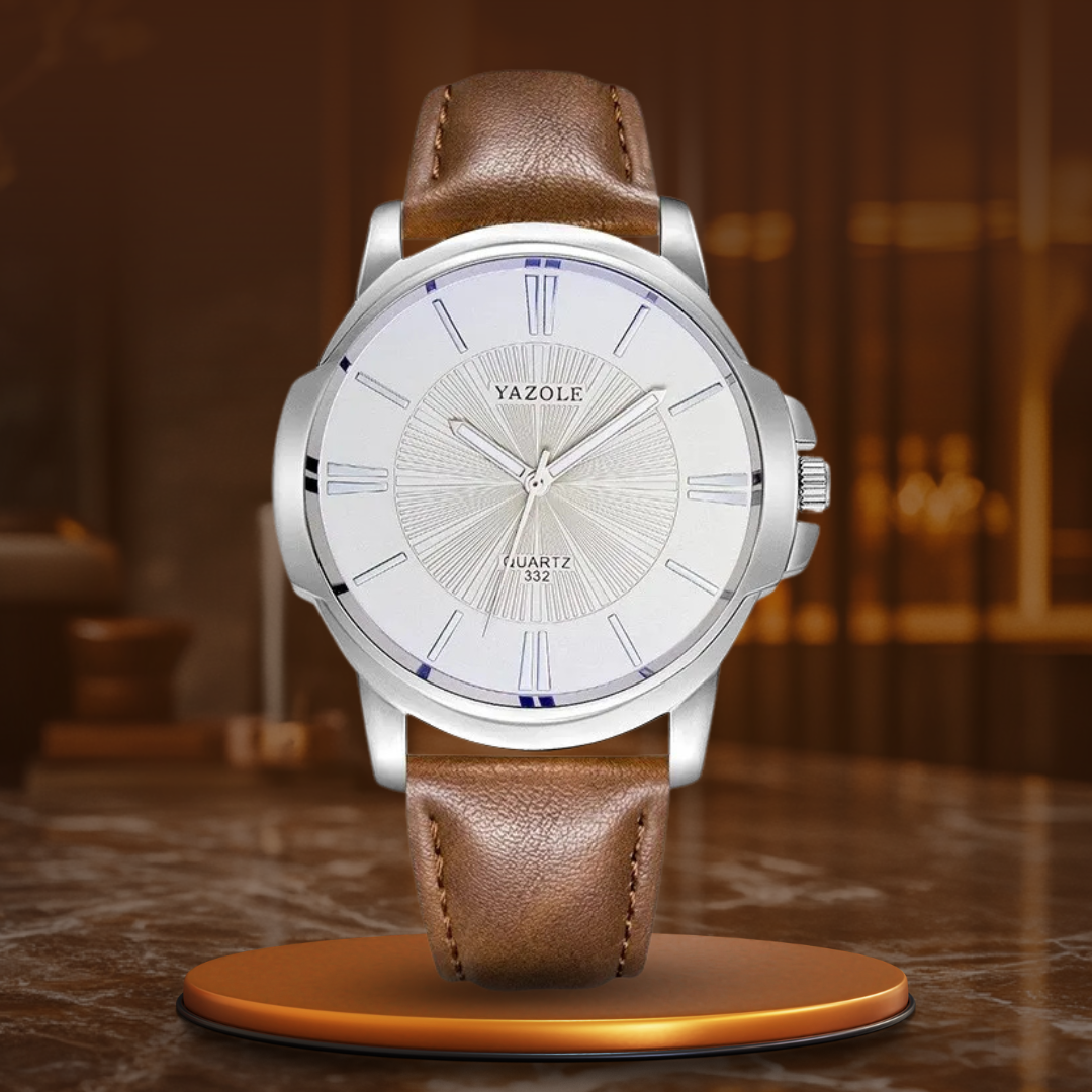 Raphael® | Luxe Blauwe Glas Lederen Horloge