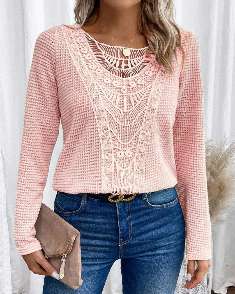 Anna™ | Elegant T-Shirt met Ronde Hals en Gedeeltelijke Uitsparingen