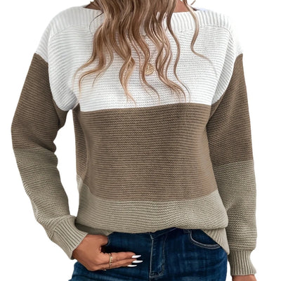 Maelle™ | Elegante tricolore patchwork trui