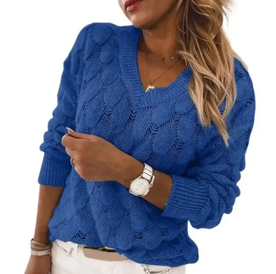 Angelina™ | Casual V-Hals Gebreid Trui