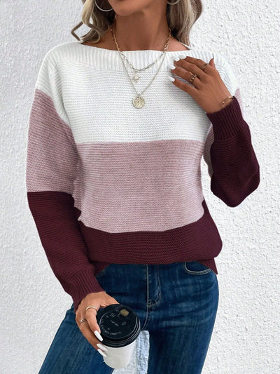 Maelle™ | Elegante tricolore patchwork trui