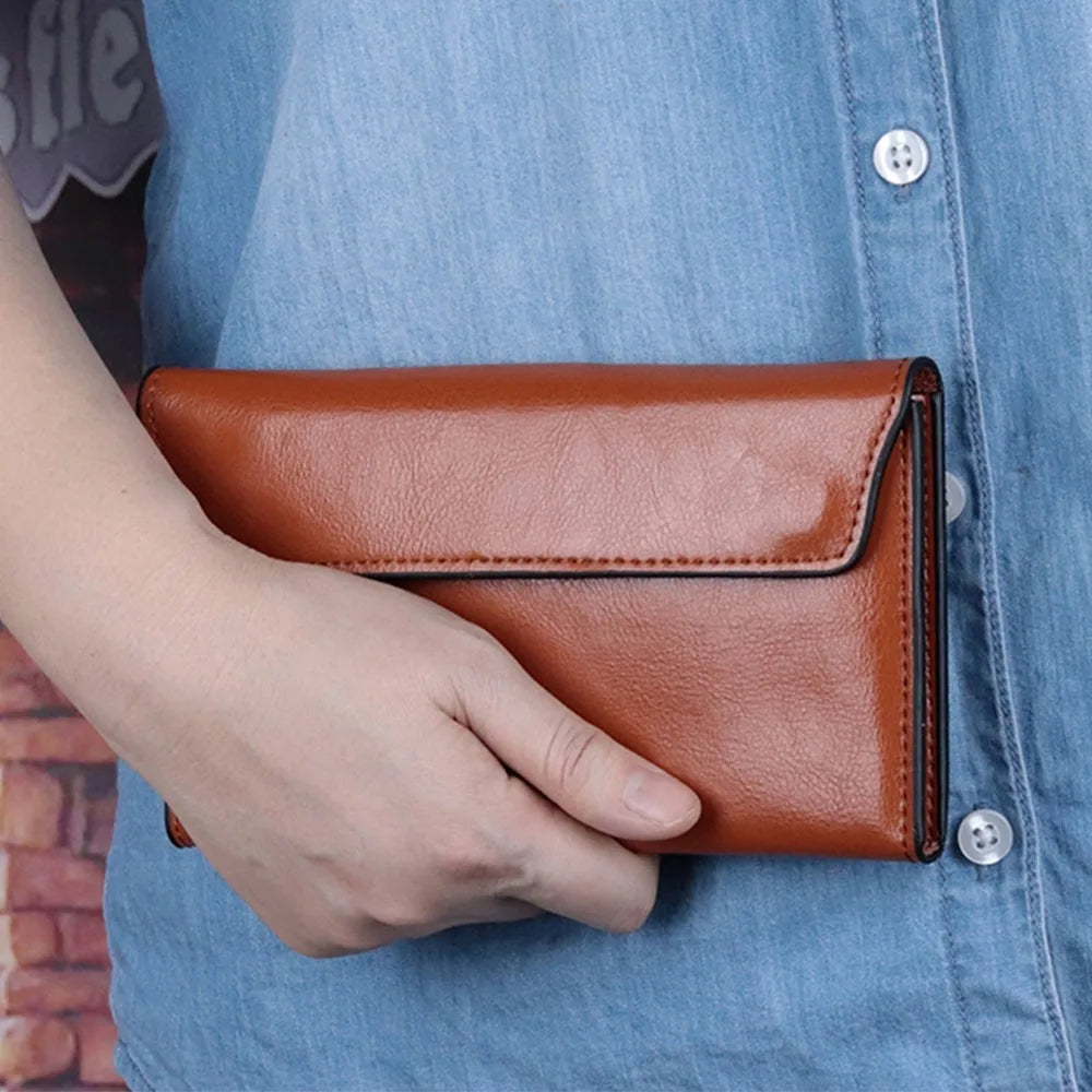 Charlotte - Handgemaakte Leren Tas Lange Dames
