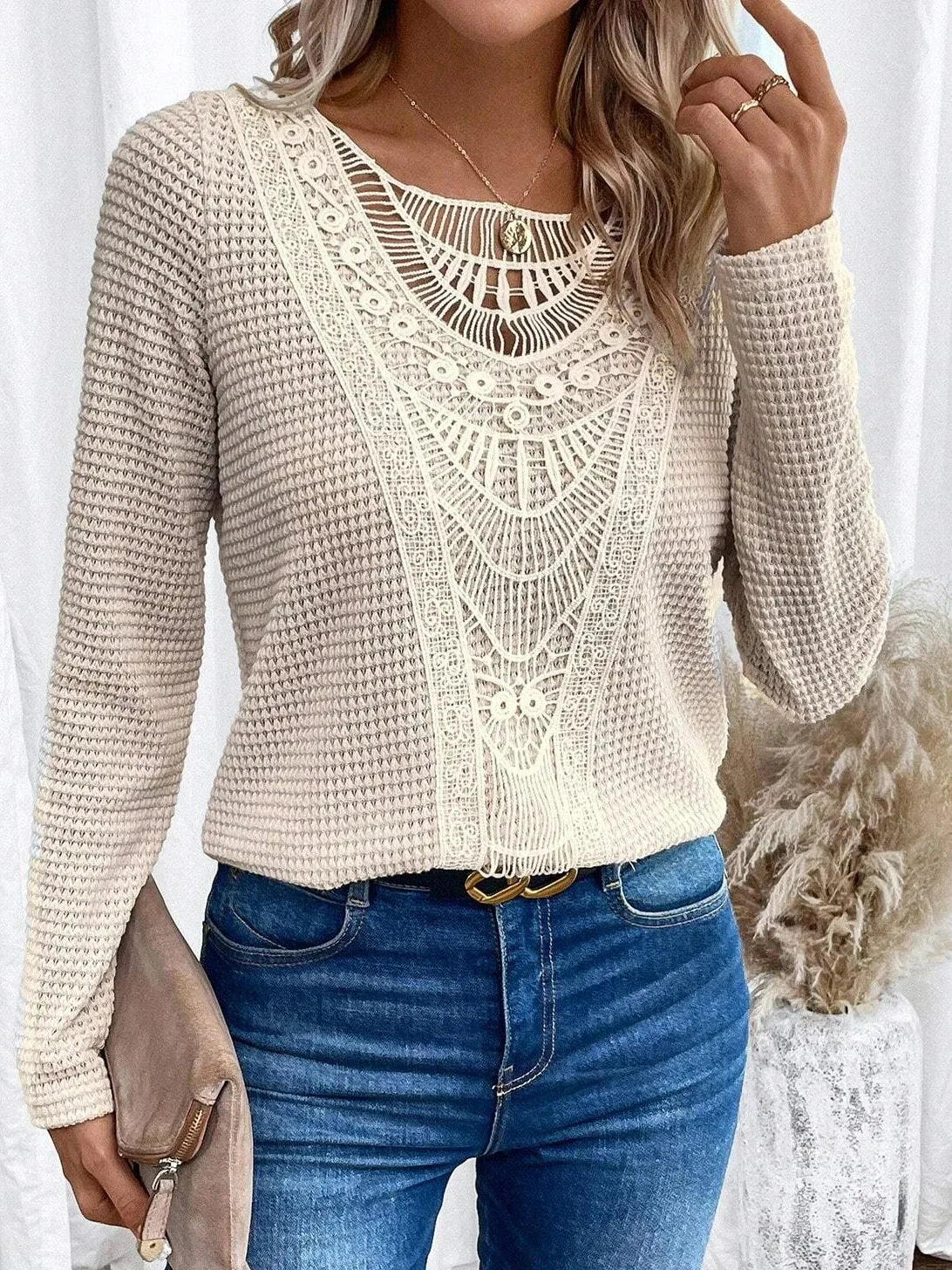 Anna™ | Elegant T-Shirt met Ronde Hals en Gedeeltelijke Uitsparingen