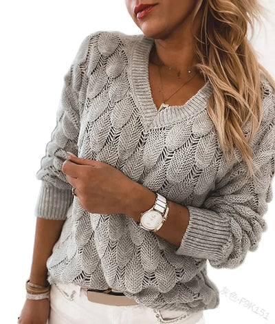 Angelina™ | Casual V-Hals Gebreid Trui