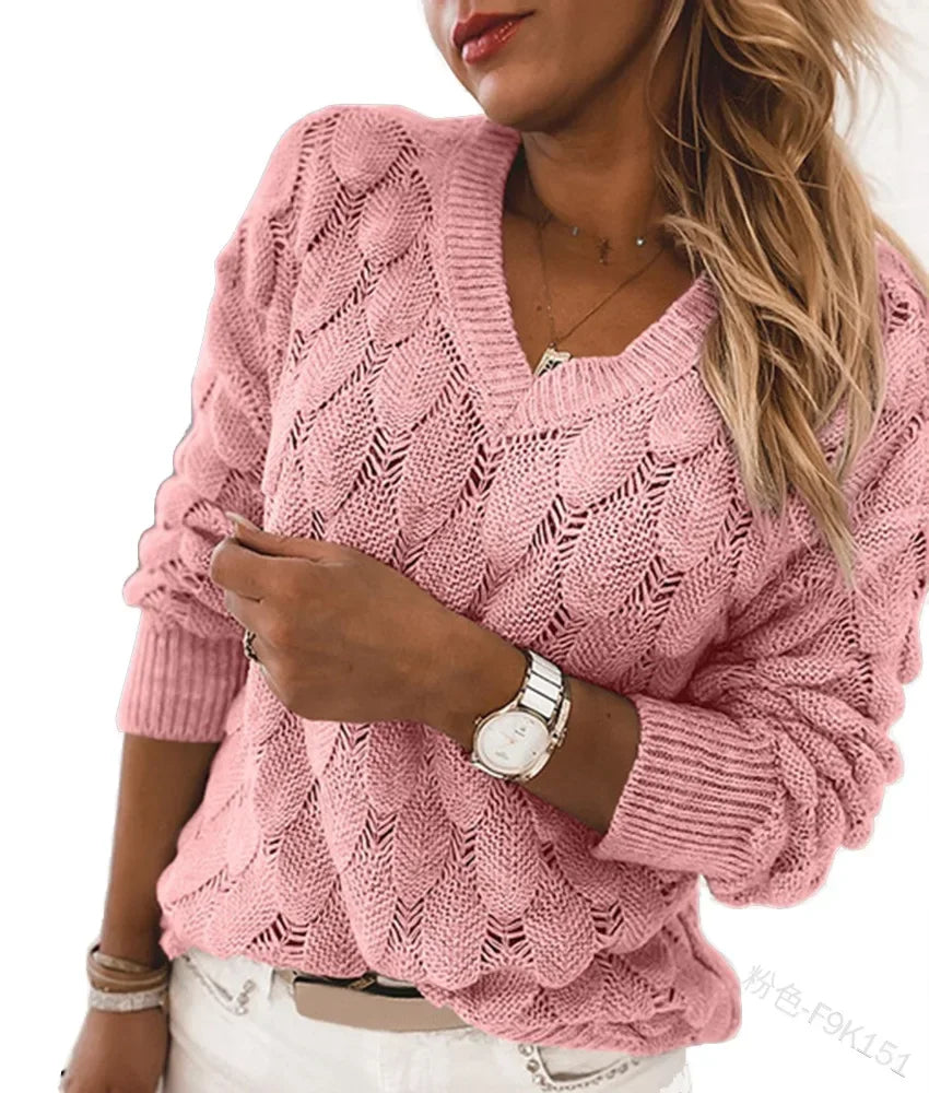 Angelina™ | Casual V-Hals Gebreid Trui