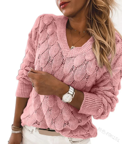 Angelina™ | Casual V-Hals Gebreid Trui